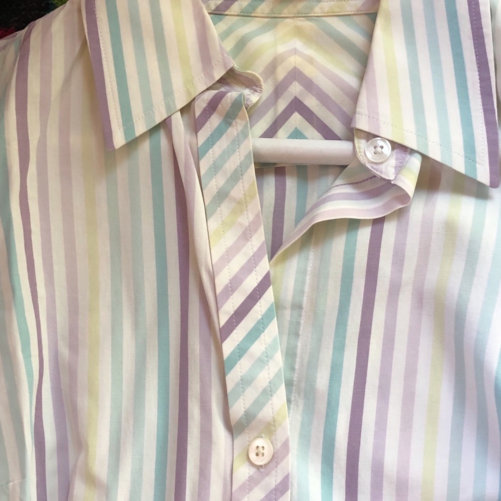 Ann Taylor Collared Tailored Shirt - Striped